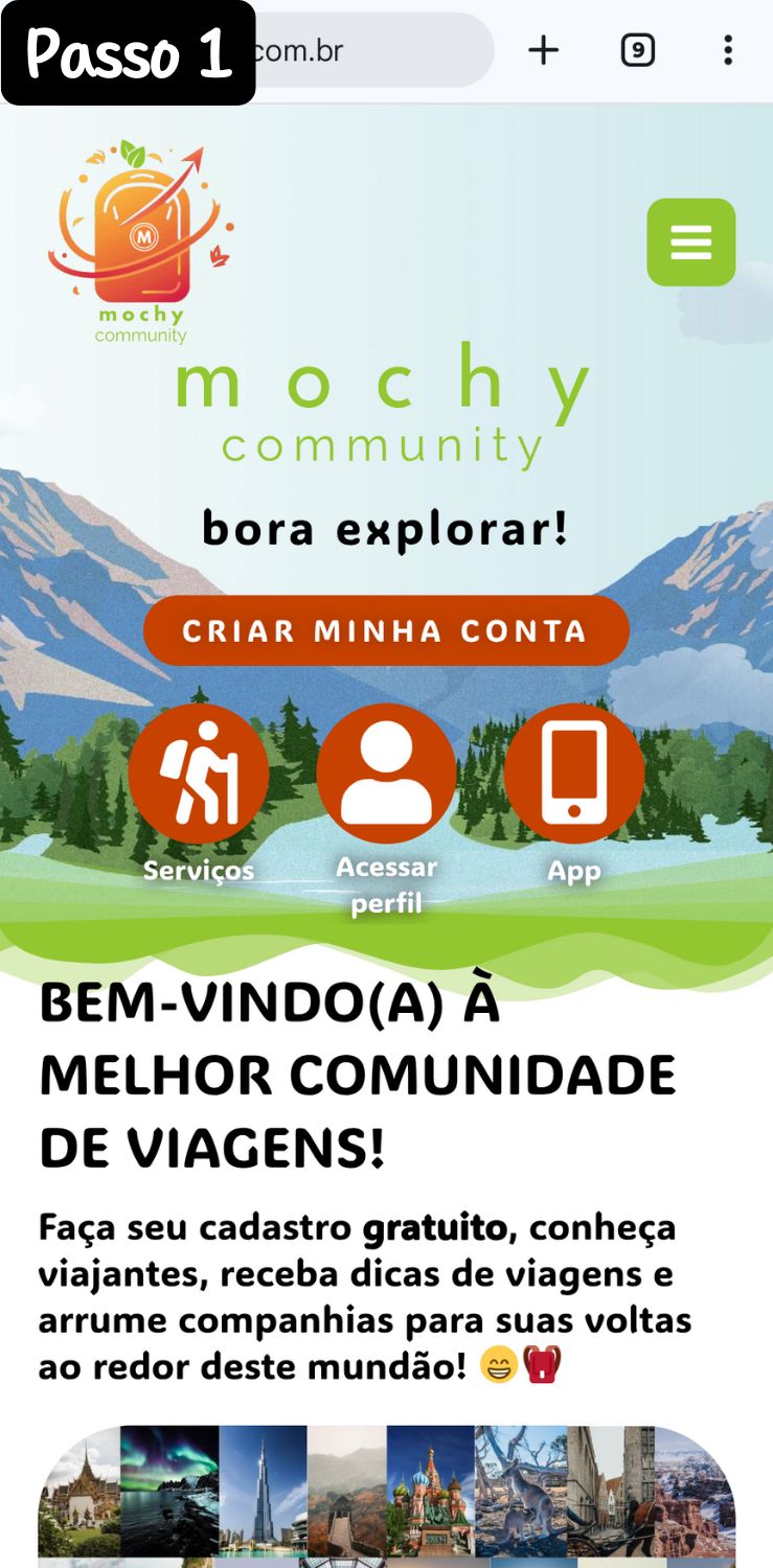Acesse a página inicial (é esta que você já está)