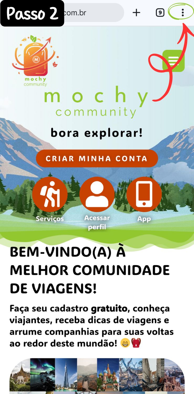 Clique nos 3 pontinhos