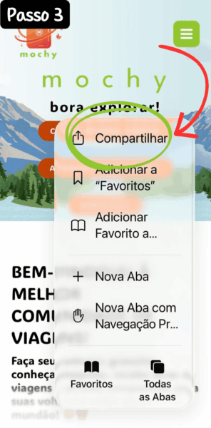 Clique em "Compartilhar"
