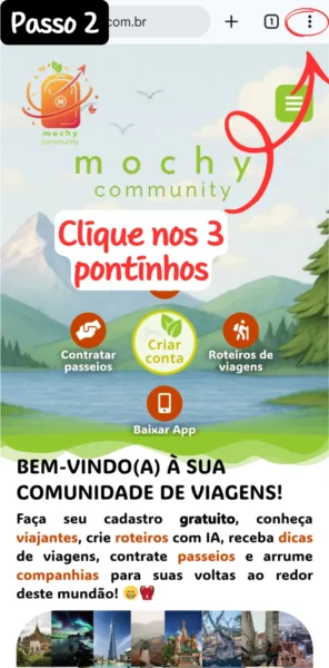 Clique nos 3 pontinhos