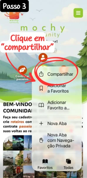 Toque em "Compartilhar"